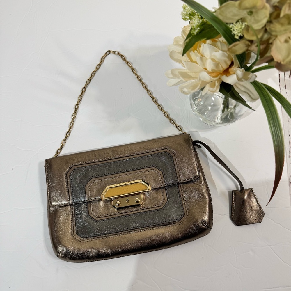 Anya Hindmarch Metallic Bronze Bag with Gold Tone Chain